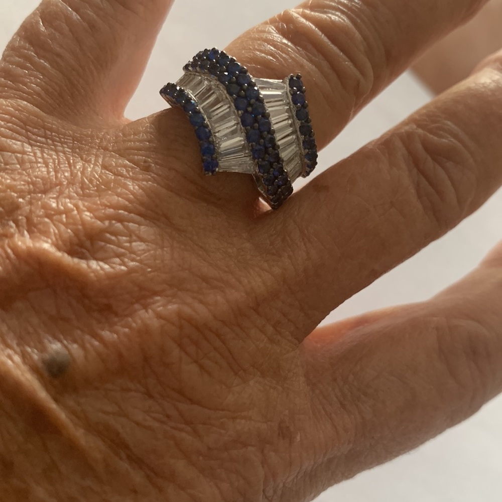 ✅Firm Price✅Blue Sapphire Diamond Ring